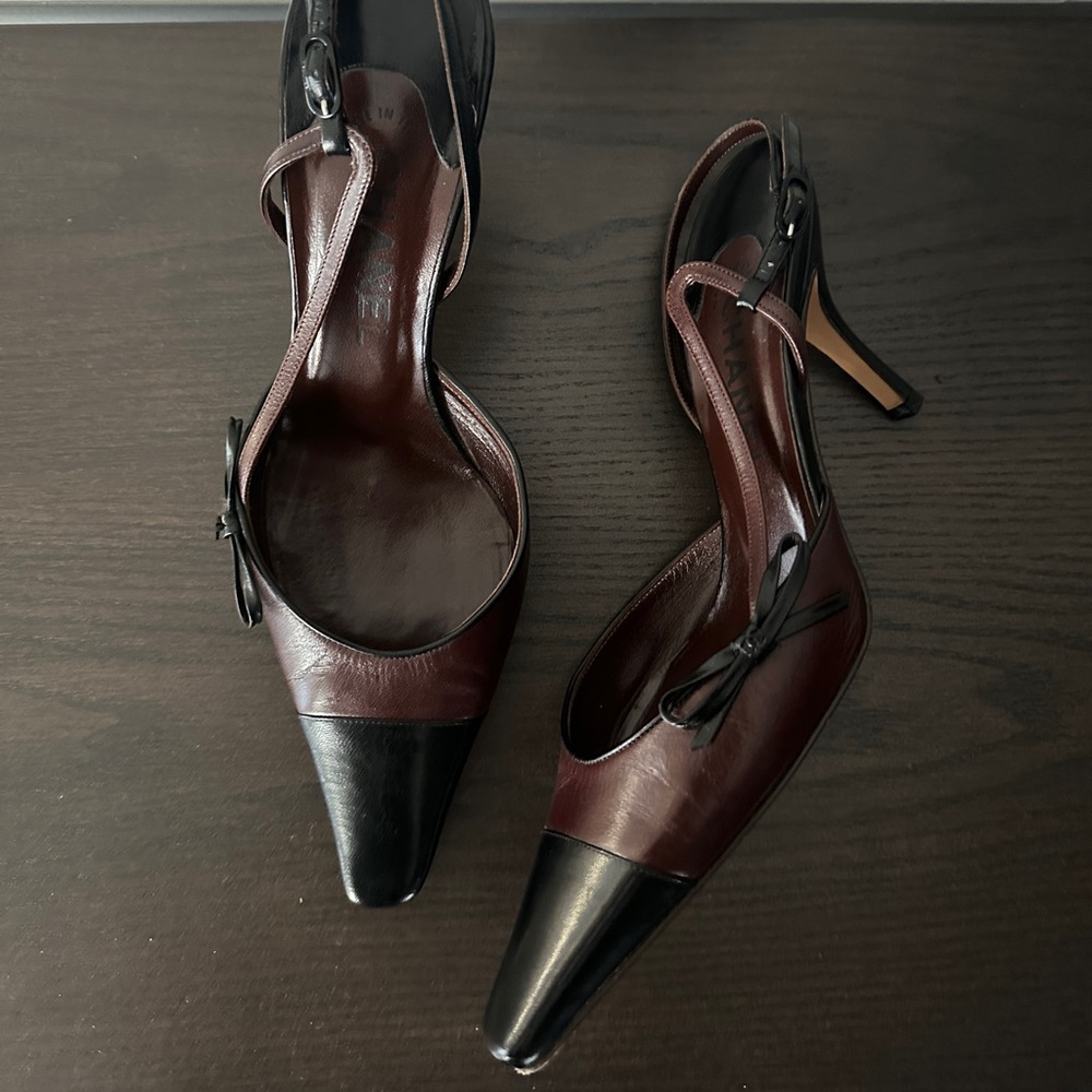 Vintage Chanel Slingbacks Brown/Black 38.5 / 7.5-8 US